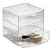 InterDesign Rain Cosmetic Organizer for Vanity Cabinet to Hold Makeup, Beauty Products - 3 Drawers, Clear