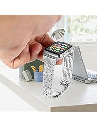 Tomazon Bling   correas de repuesto para Apple Watch, 1.496 in y 1.654 in, correa de metal ajustable para mujeres, niñas, Apple Watch Series 3 2 1 Sport, Edition, Nike+