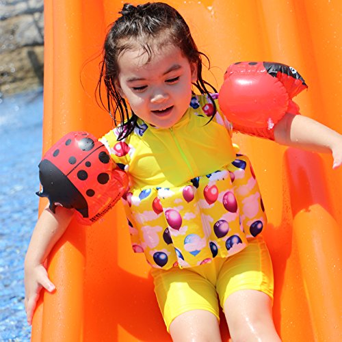 Kids Swim Suit Toddler Float Swimwear with Cap and Armband Sun Protection