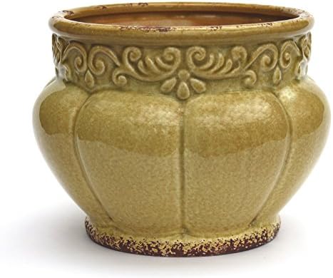 marymarygardens Distressed Dusky Yellow Nouveau Style Ceramic Planter
