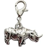 2pcs in Set Rhino Clip Charm for Diy Neckalce Bracelet, Bags Zipper Pull, Stitch Marker, Spirit Animal Rhinoceros Jewelry Accessories for Nature Lover