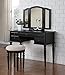 BOBKONA F4072 St. Croix Collection Vanity Set with Stool, Black