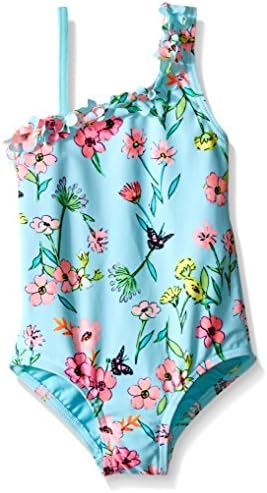 Hula Star Little Girls' Toddler Fairy Garden One Piece Swimsuit, Aqua/Multi, 4T/4