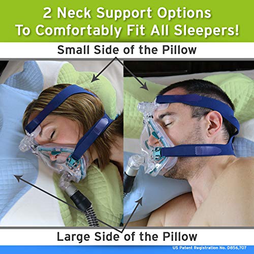 CPAP Pillow w/Extra Cooling Mesh Pillow Case (White) Memory Foam Contour Design Reduces Face