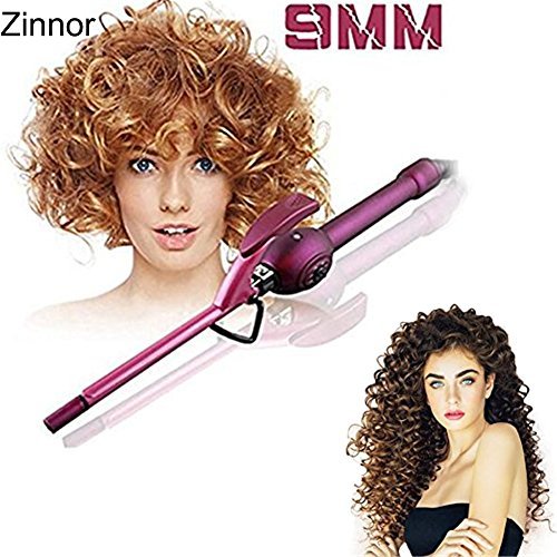Zinnor Unisex Hair Curler,Hair Curling Iron Tourmaline Professional 9mm Single-tube Super Small Mini Ceramic Curling Iron Curling Wand Pear Hair Styling Tool for Salon Home Use