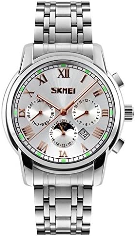 WUTONYU Men's Roman Numerals Waterproof Multifunction Week Date Month Dial Quartz Wrist Watch