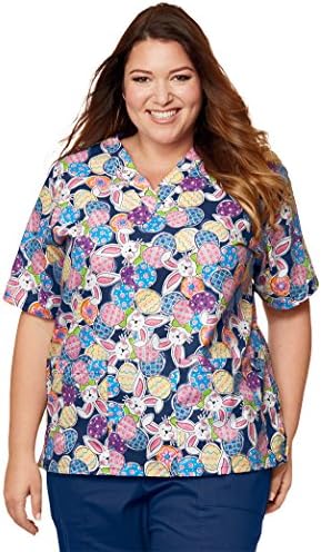 Tafford Uniforms 2 Pocket Scrub Top, Sweet Egg-Scape Navy, Large