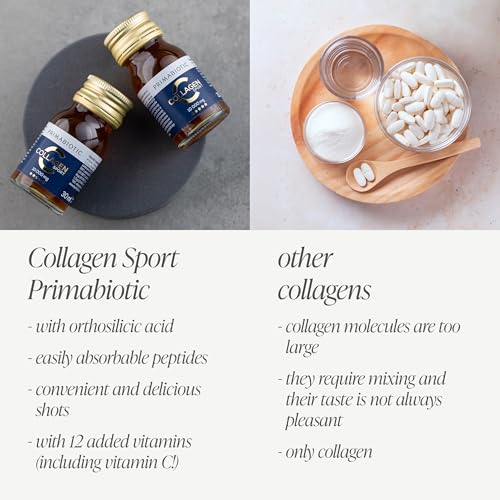 Collagen Liquid – Primabiotic Collagen Sport 10000 mg with Orthosilicic Acid | 90 Shots of 30 ml (2700 ml) | High-Protein Drink Supplement | 45 kcal per Serving | for Active People & Athletes