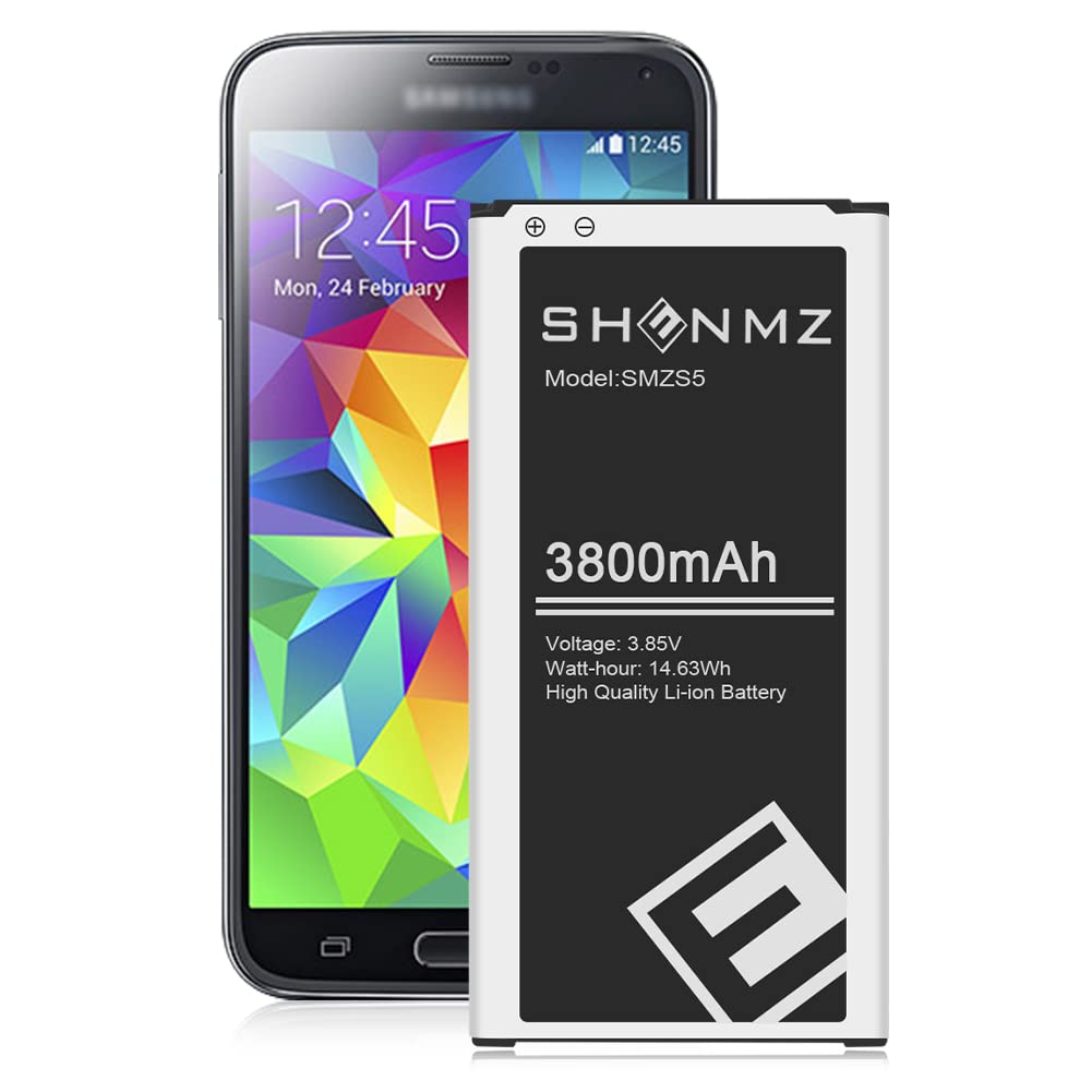 SHENMZ Galaxy S5 Battery,[Upgraded] 3800mAh Li-ion Replacement Battery for Samsung Galaxy S5 / S5 Active AT&T G900A,G900F,G900H,G900R4,I9600,SM-G900V,SM-G900P,SM-G900T,EB-BG900BBC