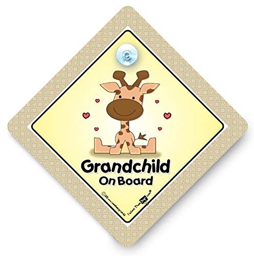 Grandchild On Board Car Sign Baby Giraffe on Board Sign Suction Cup Baby Car Sign