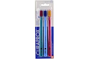 Curaprox CS 5460 Ultra Soft Toothbrush (3-Pack Bilingual) - Gentle Soft Bristles Tooth Brush for Sensitive Gums - Premium Swi