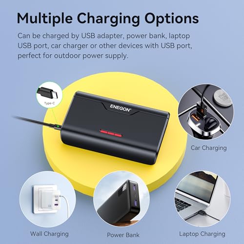 ENEGON Battery Set for GoPro Hero 13 Black/Enduro – 3× 2400mAh Batteries + 3-Channel USB-C Charger with SD Card Storage Slot, Fast Charging & Multi-Level Protection