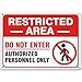 Restricted Area Do Not Enter Authorized Personnel Only Sign, (MS-1278) 10x14 Inches, Rust Free .040 Aluminum, Fade Resistant, Made in USA by My Sign Center