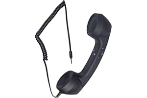 Retro Phone Handset, 3.5mm Jack Wire Cell Phone Receiver with Answer Button/Volume Keys, Handheld Old Telephone Headset for M