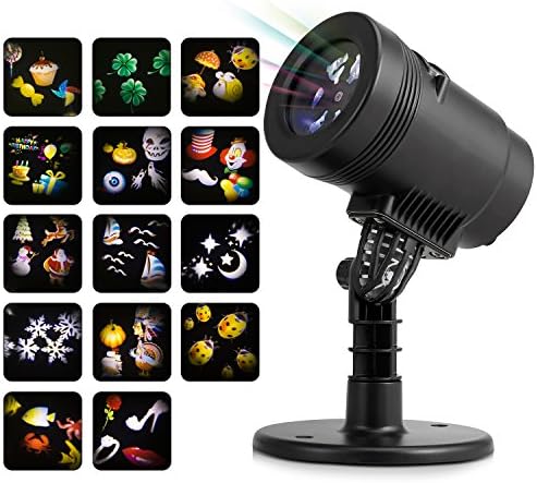 LED Projector Spotlights, Rotating Lamp, Magical 14 PCS Switchable Pattern Waterproof Sparkling Landscape Projector Light Show Projection Christmas Halloween Holiday Party Decorations for Home,Garden,Yard,Swimming Pool