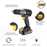 Cordless Drill, 20V Drill Driver 2x2000mAh Batteries, 30Min Fast Charger 4.0A, 530 In-lbs Torque, 24+1 Torque Setting, 2-Variable Speed, 29pcs Accessories, 1/2" Metal Keyless Chuck