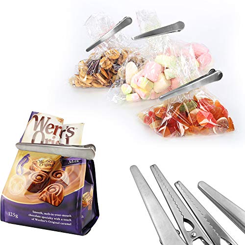 8 Packs Chip Bag Clips, DanziX 4.45Inch Length Stainless Steel Jaw Sealing Clips for Reusable Storage Box/Food/Bread/Coffee Bags, Kitchen and Office Usage