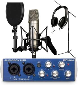 Rode NT1-A Cardioid Condenser Microphone Recording Package with Presonus AudioBox Interface, Headphones &amp; Mic Stand Bundle