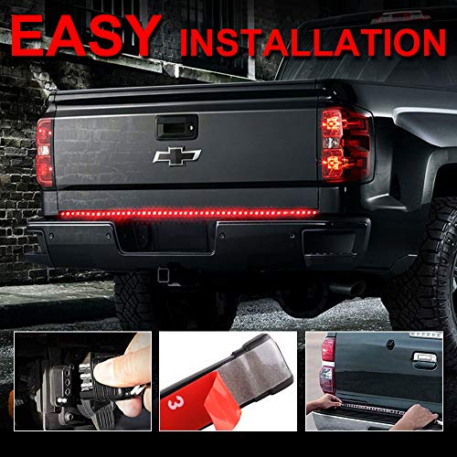 OPL5 60" Tailgate Light Bar, Quad Row Truck Bed Lights Strip 624 LED Turn Signal, Brake, Reverse, Tail lights No Drill Install Truck Lights Bars for Dodge Trucks Pickup Trailer Vehicle (Quad 2 color) - Thumbnail 6