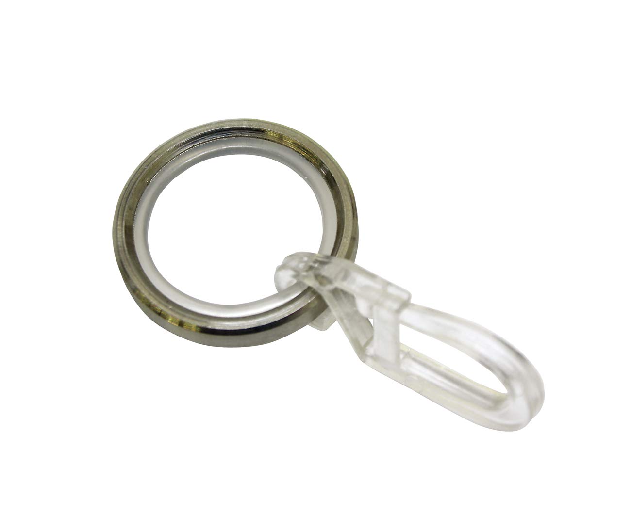 GARDINIA Curtain Rings for Curtain Rods with Diameter 12 mm, Includes Sliding Insert and Folding Hooks, New York Series, Pack of 8, Stainless Steel