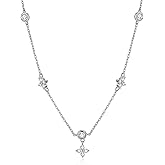 BG&WLing Four Leaf Clover Choker Necklace for Women 18K Gold Plated Floral Pendent Necklaces with CZ Crystal Dainty Jewelry Gift With Box