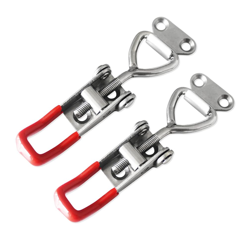 Leliafleury 2PCS Adjustable Toggle Clamp Stainless Steel Tension Clasp Toggle Clamp Latches for Toolbox Drawer Cabinet Case Closet, 122mm Length