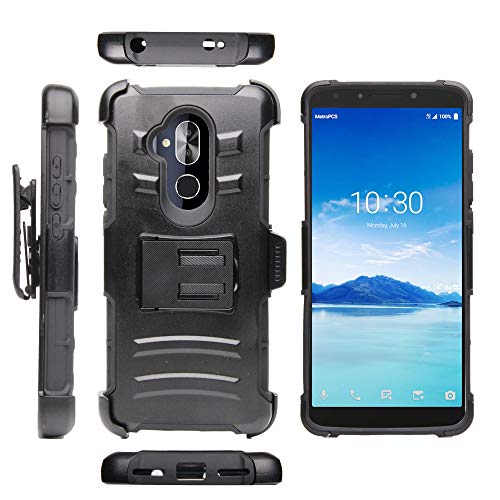 Alcatel 7/ Alcatel Folio/ReVVL 2 Plus Case, Trishield Gear Hybrid Rugged Armor Black with Kickstand Belt Clip Holster - Collage Surf Board