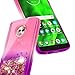 Moto Z Play Case w/[Tempered Glass Screen Protector], NageBee Glitter Liquid Quicksand Waterfall Floating Flowing Sparkle Shiny Bling Girls Cute Case for Motorola Moto Z Play Droid -Pink/Purple