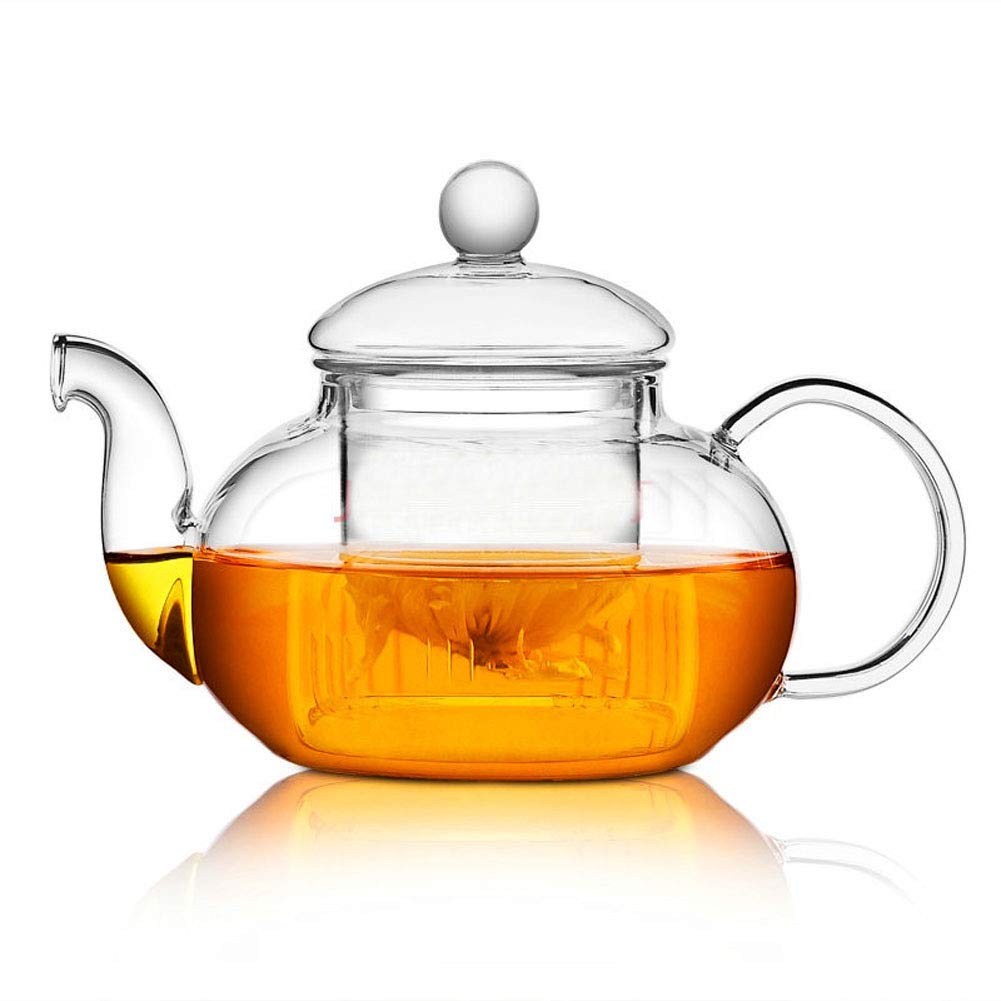 Glass Teapot With Infuser,Borosilicate Pot for Loose Tea, Bagged and Flowering Teas (800ml)