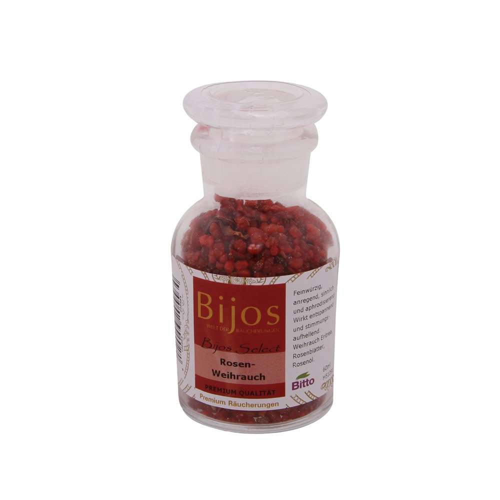 Bitto BiJos Select Incense in 60 ml Glass Bottle, Rose Incense, Premium Quality, Relaxing and Uplifting