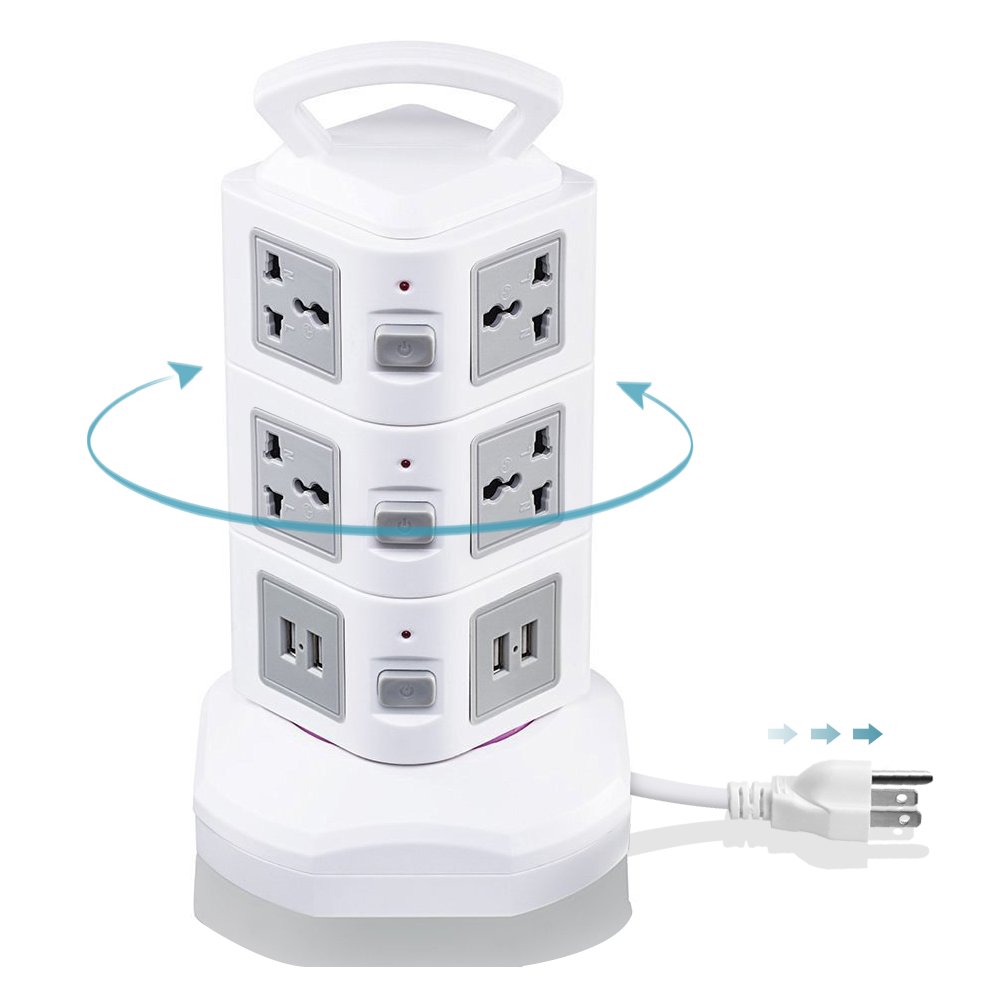 Surge Protector Power Strip, Tower Multi Plug Outlet with Long