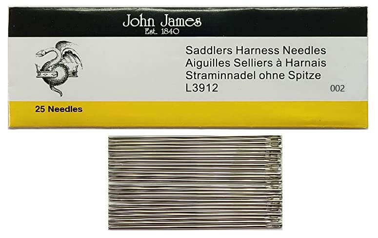 Stitchtight - John James Saddlers Harness Needles Style L3912 Used for Hand Stitched Leather Craft Work (L3912 Size 002)