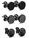 Jstyle 3 Pairs Stainless Steel Stud Earrings for Men Women Black Carbon Fiber Pierced