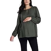 Motherhood Maternity Womens Long Sleeve Empire Waist Keyhole Woven Pregnancy Blouse