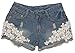 Casual Vintage Womens Lace Flower Jean Shorts Short Pant Trouser Cut-Off Denim