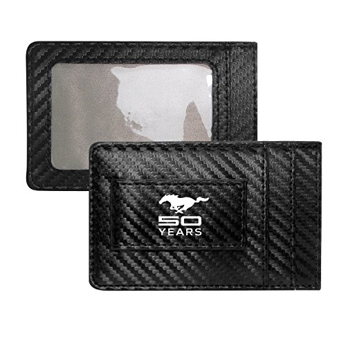 Ford Mustang 50 Years Black Carbon Fiber Wallet RFID Block Card Case Money Clip