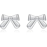 SLUYNZ 925 Sterling Silver Bow Stud Earrings for Women Teens Small Bow Knot Earrings Studs