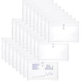 Yoeejob Plastic Envelopes Legal Size with String Tie Closure, Clear Poly Envelope Expandable Plastic Folders, Document Paper File Organizer for Home Work Office, 24 Pack, White