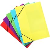 GOWENIC Colorful Plastic Document Folder Pack with Elastic Band 5 Pcs for Office and School Use (Multi Colors)