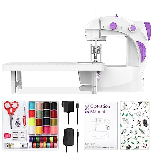 Mini Sewing Machine for Beginners, Electric Sewing Machines with 42PCS Sewing Tools and Extension Table, Gift for Kids