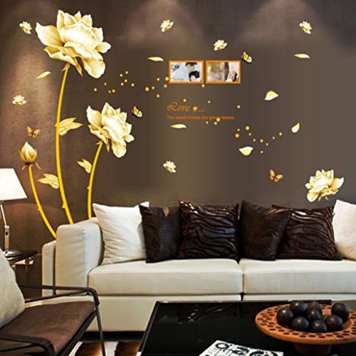 Gold Tulip Flower Wall Stickers Freeheart Gold Tulip Flower Wall Stickers Removable Decal Home Decor DIY Art Decoration