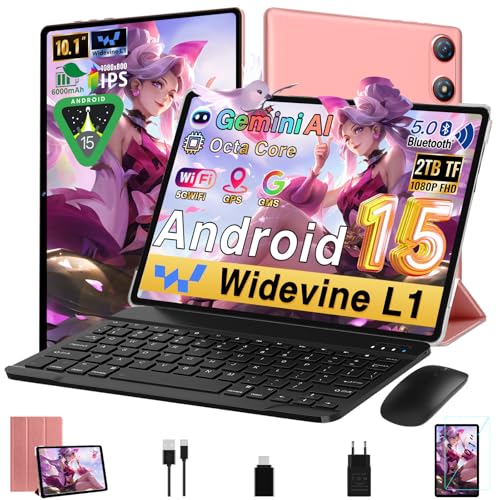 Gemini AI Tablet 10 Pulgadas Tablet Android 15, 64GB ROM + 2TB TF, Octa-Core, 5G WiFi 6, Widevine L…