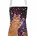 Baking Aprons Cooking Aprons for Women Cute Aprons Kitchen Gift Pizza Space Cat