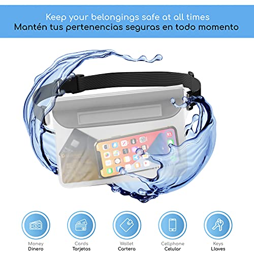 Canotagio Bolsa/Cangurera Impermeable. Set de 2 Cangureras Sumergibles a Prueba de Agua. Tamaño Extra Grande. para Deportes Acuaticos, Playa, Alberca y más. Waterproof Pouch