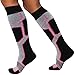 Snowboard Socks - Comfortable Warm Outdoor Socks for Skiing and Snowboarding - Warm Board Socks, Ski Socks for Men and Women (Black-White-Neon Pink, Small)