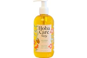 HobaCare 100% Pure Jojoba Baby Oil - Unrefined and Cold Pressed Jojoba Oil - Body & Scalp Massaging Oil for Skin, Hair, and Nails - Helps to Fight Cradle Cap and Dry Skin (8.45 fl oz)