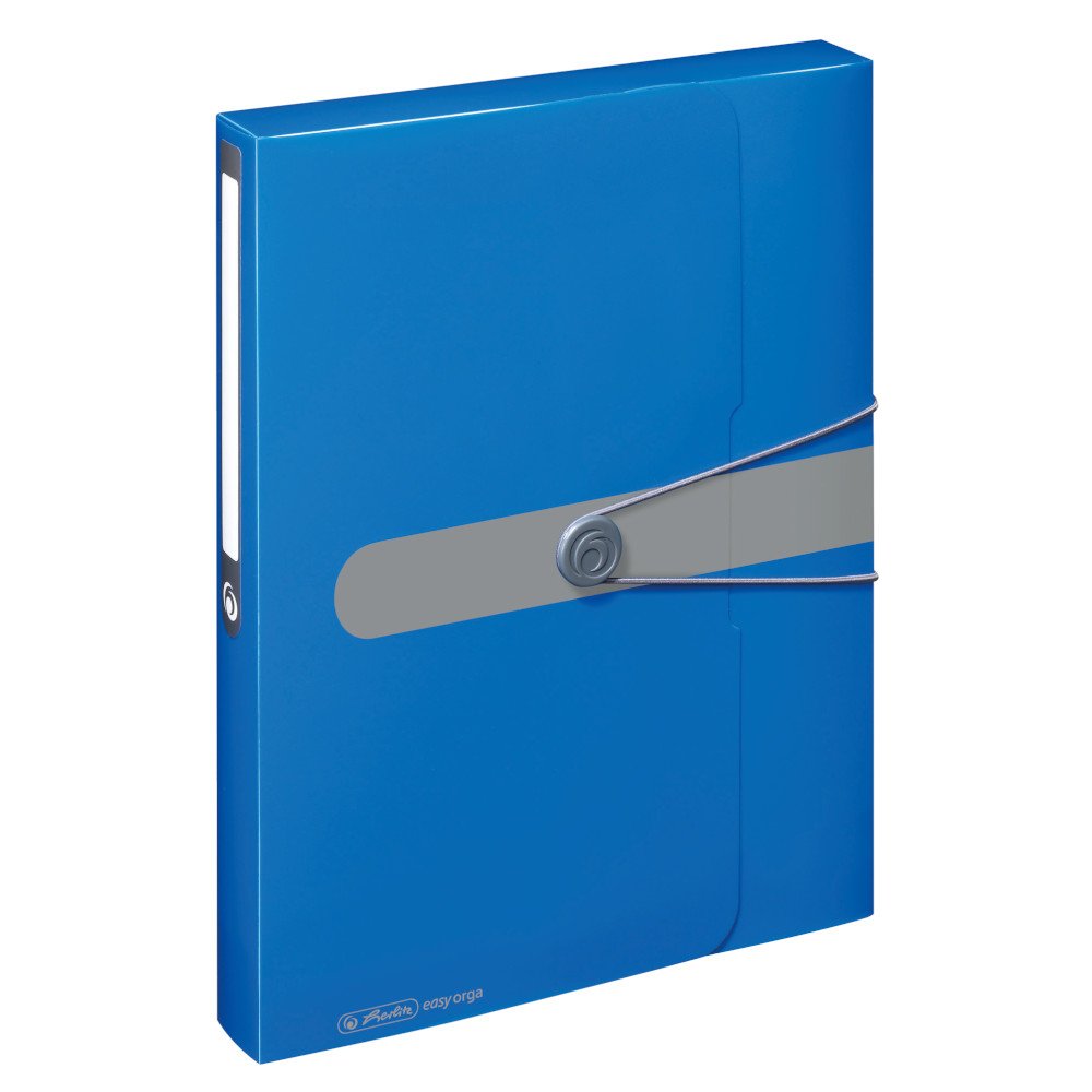 Herlitz Archive Box A4 Polypropylene with Spine Label Back Width 4 Cm, 1 Piece, Design Print Opaque Apple Blue