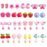 Aneco 16 Pairs Jewelry Clip on Earrings Girls Play Earrings Princess Earring Dress up Accessories with Different Styles For Party Favor Packed In 2 Clear Boxes