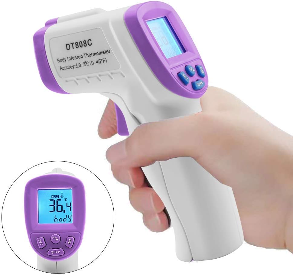 Non-Contact Thermometer, Digital Laser Infrared Thermometer Gun with LCD Display 1 Sec Measurement Time