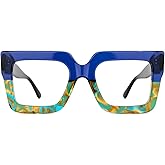 Zeelool Stylish Thick Oversized Square Blue Light Blocking Glasses for Women 100% UV400 Protection Brandon VFP0306